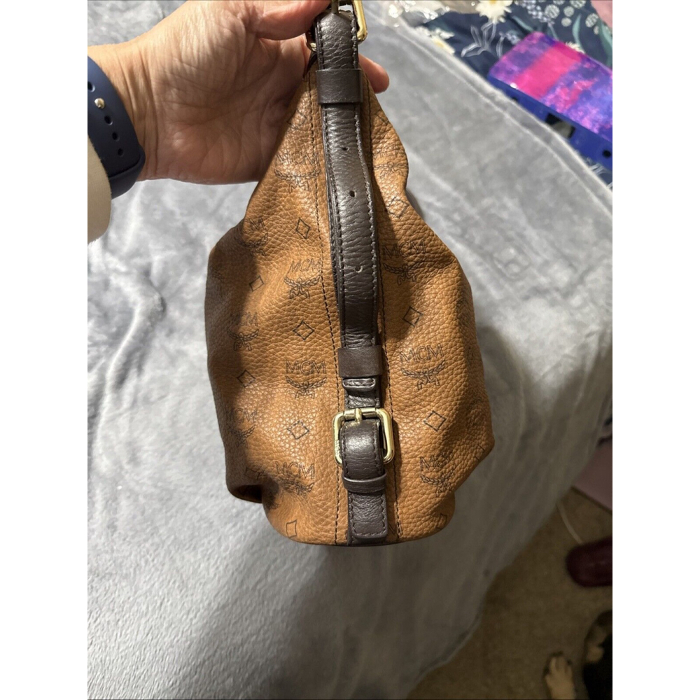 MCM Leather Brown Monogram Shoulder Hobo Handbag - Picture 6 of 16